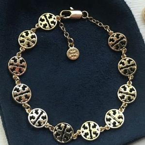 Tory Burch Gold Miller Logo Bracelet 8”Length